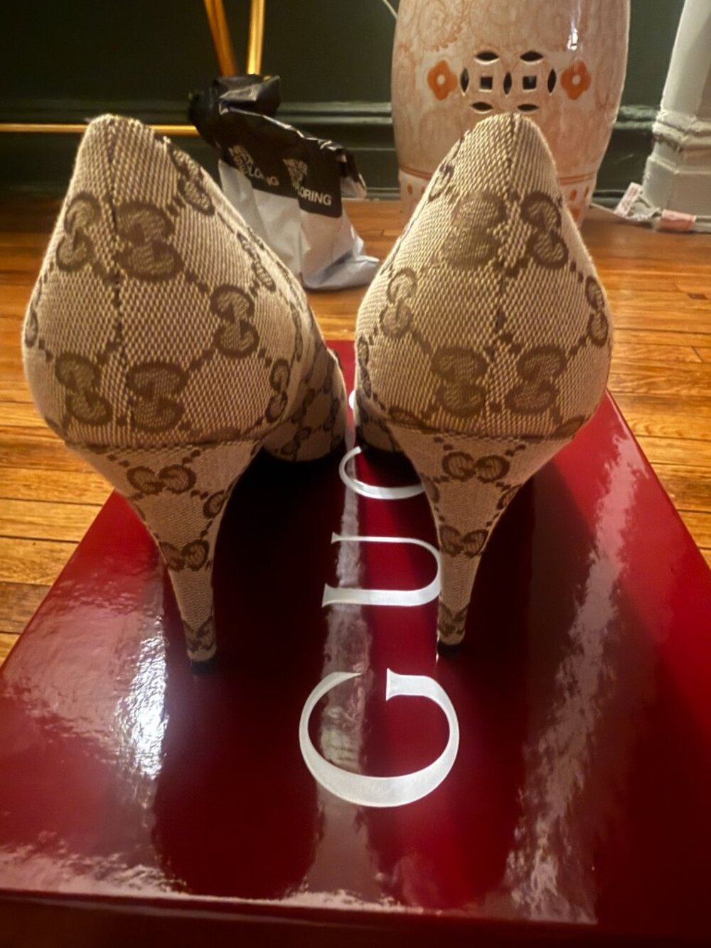 Gucci Erin 85MM Horsebit GG Canvas Pumps - Picture 3 of 14